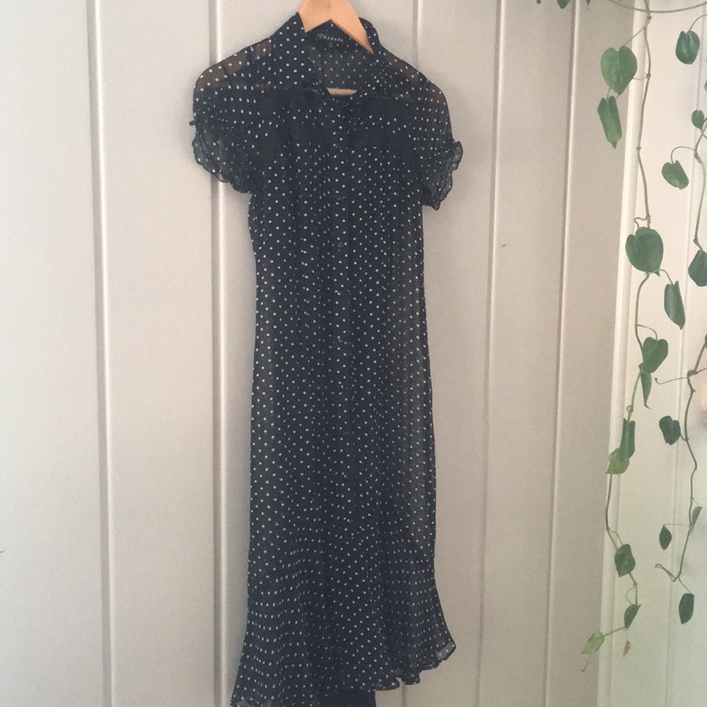 Polka dot button front dress
